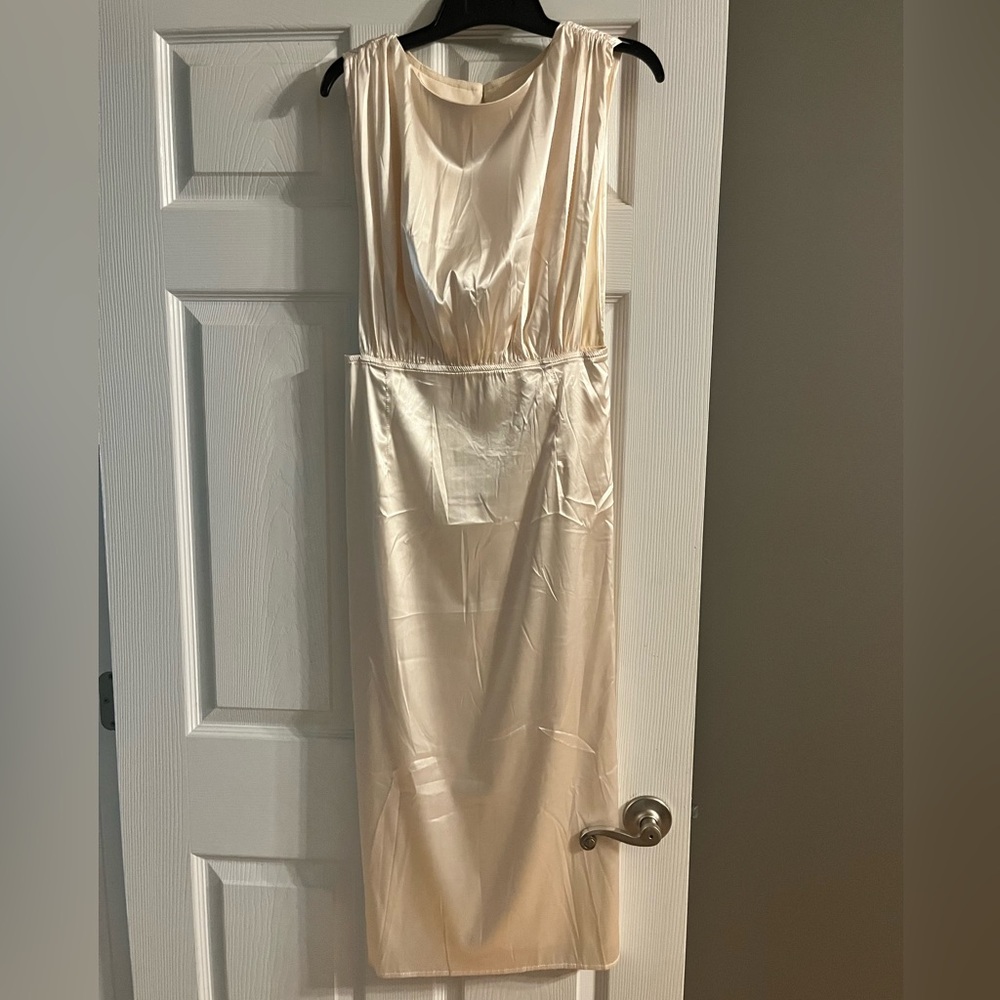 Satin dress from revolve. Cream color